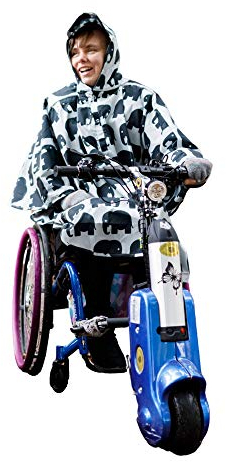 Rollstuhl-Poncho für Erwachsene, wasserdichter Regenponcho für Kinder ab 11 Jahren bis Erwachsene, universelle Passform, Schirmmapuze, Druckknöpfe unter Kinn und Armen