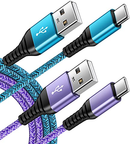 C Charger Cord Fast Charging USB Type C Cable Android Charger Cables 6FT 2Pack for Samsung Galaxy S26 S25 S24 S23 S22 S21 S20 Ultra S20+ Note 20 10 S10 S9 Plus A12 A11 A52 Google Pixel 6 5 4 4a 3a XL