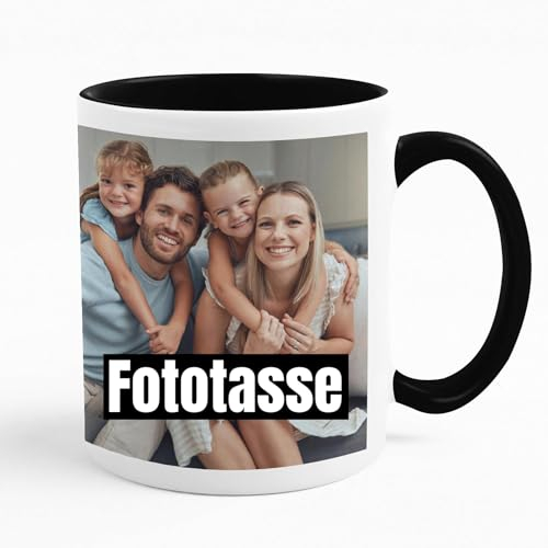 Your Gravur - Tasse mit Foto - Fototasse mit eigenem Bild & Text - Schwarz - Fototasse als Geschenkidee - Tasse selbst gestalten mit eigenem Foto - Foto Becher