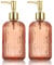 HOHAOO Versatile Glass Soap Dispenser Bottle with Pump, 14 Oz Dripless Pump Bottle, Refillable Liquid Hand Jar Dispenser for Bathroom, Countertop, Kitchen, Laundry Room(Amber, 2 Pack)