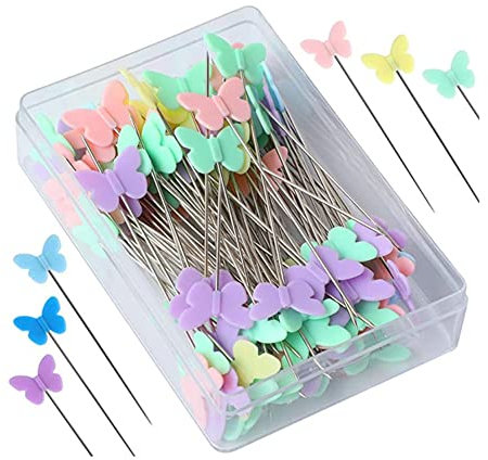 linvshi shop Épingles à Coudre,100 Pièces Épingles à Tête de Fleurs,Plat Colorées Epingle Couture en Forme pour DIY Quilting Outil Couture Accessoires, L, (linvshi shop)