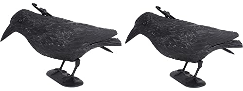 Novatool 2X Krähen Abwehr Schwarzer Rabe Kunststoff Raben Attrappe Tierfreundliche Abschreckung Krähe Attrappe Abwehr von Tauben Krähen Abschreckung Taubenschreck Rabenschreck Lockkrähen