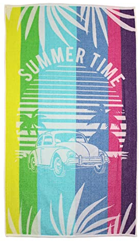 P.K. Collection Strandtuch aus 100% Baumwolle - Strandlaken 90x165 cm Frottee Qualität - hochwertiger Jacquard Druck (Käfer Bunt)