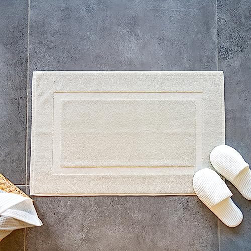 LERUUM Cremefarbene Badematte, Fußtuch, weich und saugfähig, Jacquard-Design, 100 % Baumwolle, 50 x 80 cm, Cremefarben