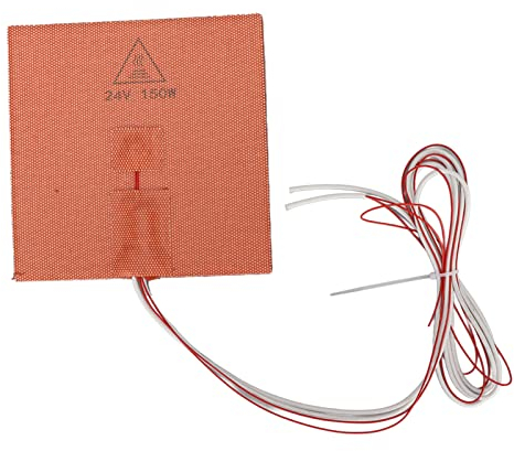 Silicone Heating Pad, Hot Bed Silicone Heating Pad, 150 * 150mm 12V/24V 150W 3D Printer Platform Heatbed, High Temperature Resistant with Backing, Orange(24V 150W)