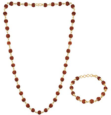 Aport Presents Gold Plattierte Kombination Von Rudraksha Mala & Armband Für Männer & Frauen #Aport-951
