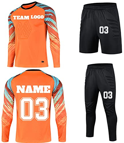 LJYTMZ Torwarttrikot Kinder Erwachsene mit Namen Nummer Team Torwartset Benutzerdefiniert Torwart Trikots Heim/Auswärts Jersey Kinder Erwachsenen Fußballtrikot Geschenk