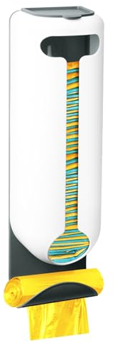 Obsoorth Wandmontierter Kunststoffbeutelhalter, leicht, selbstklebend, große Kapazität, leicht zugänglich, Öffnung, Lebensmittelbeutel, Aufbewahrungsspender für Küche, Badezimmer, Büro