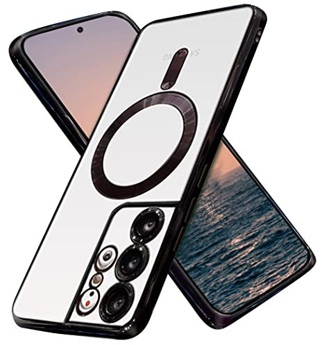 Custodia magnetica per Samsung Galaxy S21 Ultra, Luhuanx S21 Ultra Cover Slim Bumper Compatible with Magsafe Card Wallet & Wireless Chager, Screen & Camera Protection Shockproof Case (Black)