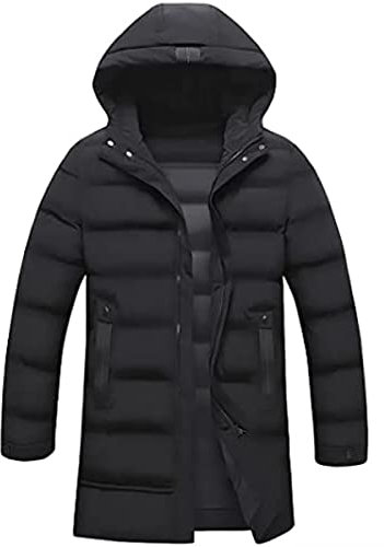 Veste Coupe-Vent épaissie mi-Longue pour Hommes Mode Hiver Veste Longue épaissie Veste Anti-Froid Veste Chaude à Capuche Doudoune (Noir,M)