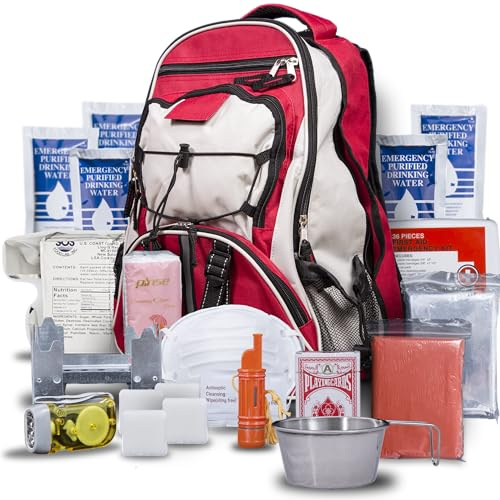 Blue Seventy-Two - Pro Series - Red Deluxe 72 Hour Emergency Backpack Survival Kits for 1 Person | Survival Kits for Wildfires, Earthquakes, Tornado, Hurricanes, and Other Emergencies