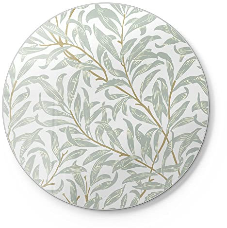 DEQORI Schneidebrett aus Glas | rund Ø30 cm | Motiv Dekorative Weidenzweige | Design Schneideplatte für Küche | Frühstücksbrett antibakteriell & rutschfest | Glasplatte & Servierplatte