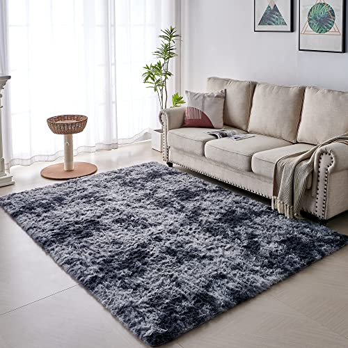 VOFUSHON Teppich Kinderzimmer 80 x 150 cm Dunkelgrau Waschbare rutschfeste Teppiche Weich Flauschig Rug Wohnzimmerteppiche