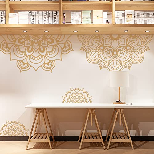 SUPERDANT Mandala Boho Blume Wandtattoo Bordüre Dekor DIY Art PVC Wandtattoo Abnehmbare Wandaufkleber Und Wandbilder Wanddekoration Für Schlafzimmer Wohnzimmer