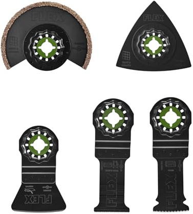 FLEX Lot de 5 lames oscillantes pour projet de carrelage pour couper du bois, du bois avec clous, du métal, du joint, des cloisons sèches, du PVC - FAM40002-5
