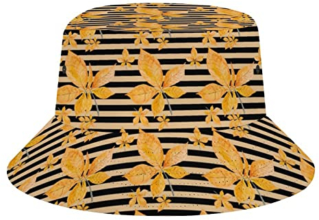 QQIAEJIA Herbst Ahornblätter Herbst Fischerhut Unisex Fischerhut Sonnenhüte Mode Sommer Strand verstaubare Outdoor Cap, Herbst-Herbst-Ahornblätter, 12 Stück, One size