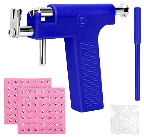 Ohrloch Stecher Set mit 98 St Ohrstecker, Ohrpiercing-Pistolen-Set, Professionelle Ohr- und Nasenpiercing-Werkzeuge, Sie gilt für die Ohren, die Lippen, die Nase, den Körper, die Zunge und den Nabel