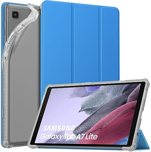 MoKo Étui Compatible avec Galaxy Tab A7 Lite 8.7 2021, Coque de Protection TPU avec Support Pliable Translucide avec Veille/Réveil Auto, Vague Bleue