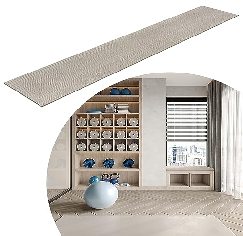 YRHome PVC Bodenbelag 5m² in Rauchgrau Selbstklebende Fliesen Vinylboden klicksystem Holz-Effekt Vinyl Bodenbelag für Fußbodenheizung 36 Fliesen - 91,44cm x 15,24 cm x 2mm