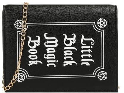Ftchangfang Magic Book Shaped Crossbody Bag Small Letter Print Shoulder Bag Gothic Style Square Purse For Women, Schwarz A, 7.9*5.5in