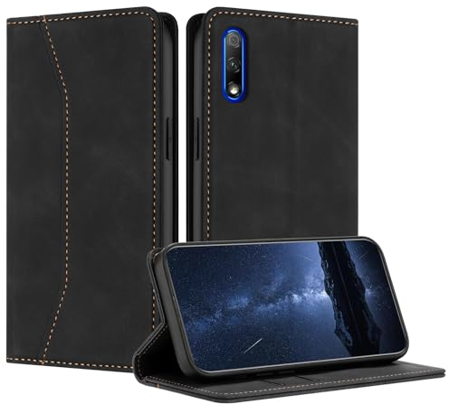 Mo-Beauty Hülle Kompatibel Mit Huawei Honor 9X - PU Leder Flip Klappbare Stoßfest Schutzhülle Mit Magnet Kartenfach Ledertasche (Schwarz)