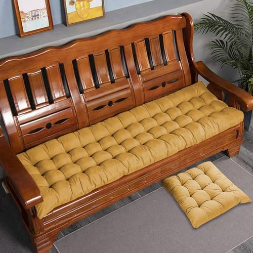 Dickes Baumwoll-Bankkissen, 2-/3-Sitzer, Baumwoll-Sofa-Bank, Sitzkissen, langes Sitzkissen für Zuhause/Garten/Terrasse/Schaukel/Innenbereich (Beige, 120 x 40 cm)