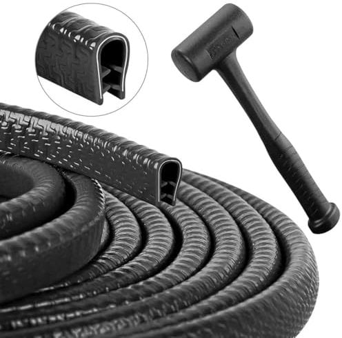 Paracolpi Portiere Auto 5M, Protezione Porta Auto, Guarnizione Bordi in Gomma a Forma di U, Proteggi Portiera Auto Universale, Salvaporta AntiGraffio. Martello incluso.