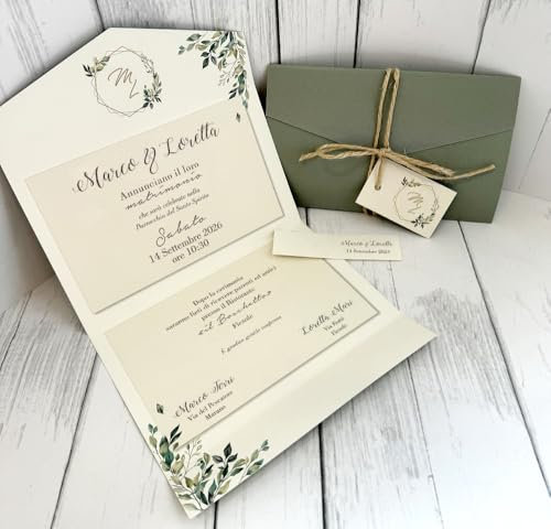 30 SET partecipazioni Nozze Personalizzate inviti Matrimonio BUONANNO cod. H006