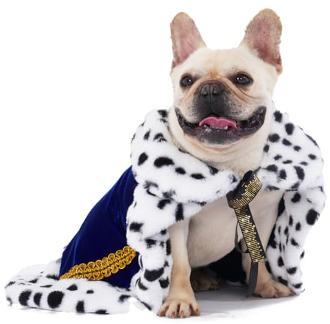 Lovelyshop Pet Serial Lux Fell Katze Hund Umhang für Halloween Kostüme, König Königin Prinz und Prinzessin, Cosplay-M/übergroß Blau