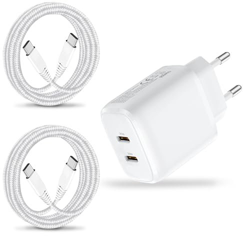 25W Chargeur Prise USB C et Câble pour Samsung A55 A26 A16 5G/A35 A14 A53 A33 A15 S22/S23 S24 Plus A04S A05S A23 A54 A52 A22 Galaxy iPhone 15 16 Pro Max Rapide Adaptateur Type C Secteur Alimentation