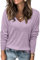 TrendiMax Pullover Damen V Ausschnitt Strickpullover Elegant Herbst Frühling Casual Oberteile Langarm Sweatshirt Basic Tops (XL, Frisch Lila)