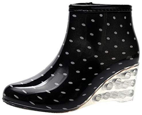 FGUUTYM Stivali di gomma da donna, corti, da pioggia, in PVC, con zeppa, in gomma, antiscivolo, impermeabili, da giardino, bianco, 40 EU