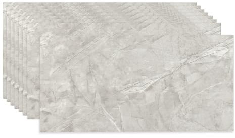 Fantasnight Piastrelle autoadesive grigie da cucina, in marmo, 60 x 30 cm, 10 pezzi, impermeabili e autoadesive, per bagno, adesivi rimovibili per backsplash scuro