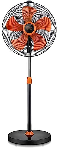 HPTHLY Household 3 Speed Settings Floor Fan,Pure Copper Motor Standing Fan,Automatic Oscillation Pedestal Fan with ABS Orange Blade Room Fan