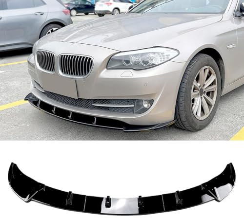 YJTYC Auto Frontspoiler Lippe für BMW 5er F10 Basisversion 2011 2012 2013 2014, Antikollisions FrontstoßStange Protector Splitter Diffusor Stoßfängerlippe Spoilerlippe,normal-Glossy Black