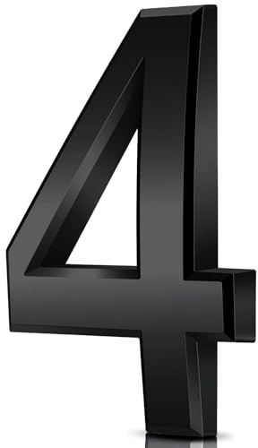 Door Numbers, House Numbers,3D Mailbox Numbers Waterproof, Address Numbers Self Adhesive Street Number Stickers for House Mailbox Apartment Hotel Courtyard Cafe (Black, 4)