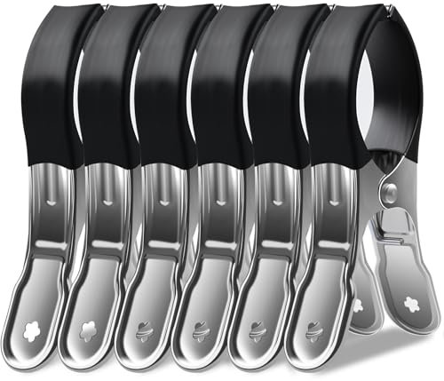 6 Pezzi Mollette per Bucato Grandi, Mollette per Telo Mare Pinze per Asciugamano Spiaggia Mollette Acciaio Inox, Antivento Lavanderia Pioli Mollette Panni Clip per Lettini da Spiaggia