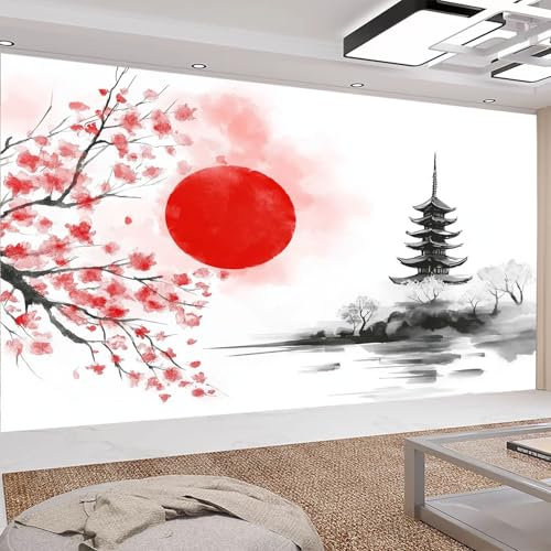 Générique Fototapete Japon Fleur de cerisier du Japon 150 x 105cm Vlies Tapeten Wandtapete Moderne Wanddeko Büro Flur Design Wand Dekoration Wohnzimmer Schlafzimmer