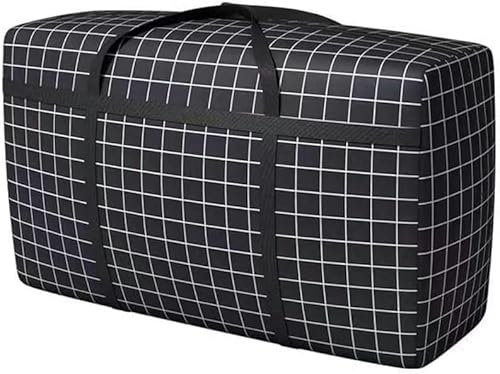 Bolsa de lavandería para sábanas o toallas, bolsa de clasificación grande, liviana, reutilizable, organizador de bolsas de mudanzas grande y espacioso, cuadros negros, L, 100 x 60 x 30 cm