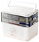 Caja de almacenamiento de medicamentos, caja de almacenamiento de primeros auxilios de plástico de 3 niveles, caja de medicina de emergencia particionada, caja de medicina con mango y bandejas duales