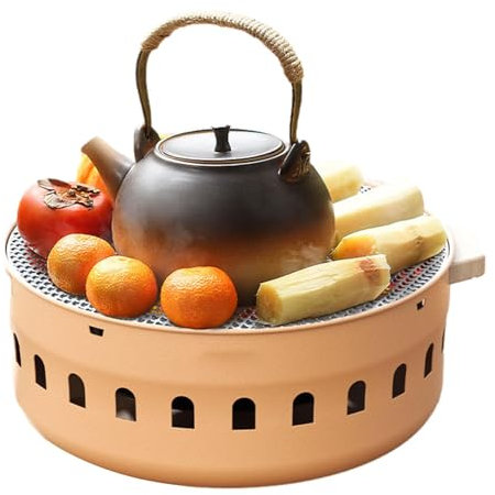 Réchaud de camping portable, barbecue au charbon de bois, réchaud de camping, barbecue extérieur, poêle à bois, four à charbon rond, amovible pour la cuisson dans la cour