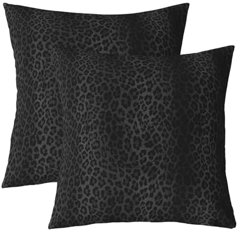 Loussiesd Kinder Schwarzer Leopard Kissenbezüge 40x40cm Geparden Print Dekokissen Safari Kissenbezug für Kinder Jungen Mädchen Tier Sofakissen Couchkissen Erwachsene Schlafzimmer Dekor