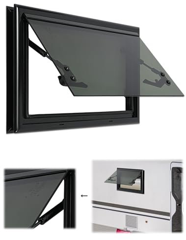 Finestra di esposizione, 500 x 300 mm, per roulotte, finestre E4, camper a 85°, con zanzariera e tenda avvolgibile, finestra laterale esterna, per roulotte, furgoni e camper