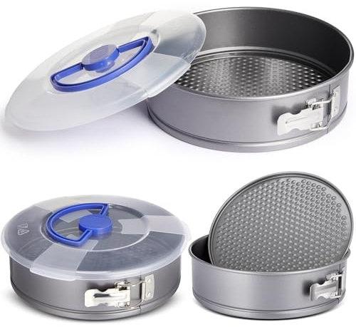 Teenyyou Springform, Käsekuchenform mit Deckel, 25,4 cm, antihaftbeschichtet, rund, Reisefreundlich, Karbonstahl, Backgeschirr für Kuchen, Kuchen, Pizza, 2 Stück