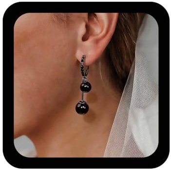 Xduargs Boho Faux Onyx Perle Baumeln Ohrringe Schwarz Kristall Perlen Reifen Vintage Schwarz Rund Personalisierte Quaste Perlen Tropfen Schmuck Für Frauen