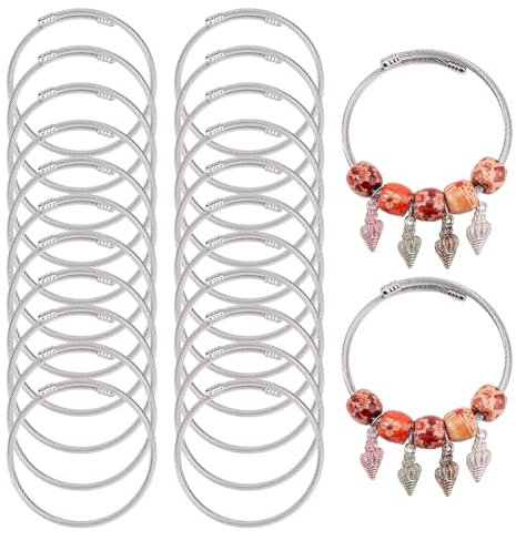 Hobbspring Braccialetti a filo intrecciato in acciaio inossidabile Bracciali aperti Braccialetti intrecciati Braccialetti regolabili espandibili per la produzione di braccialetti fai da te