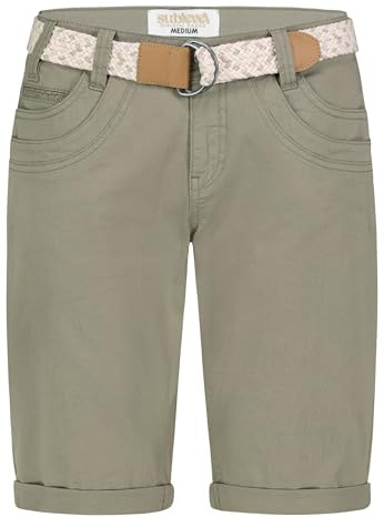Sublevel Damen Denim Bermuda Chino Stretch Shorts mit Aufschlag Bequeme Kurze Hose im Used Look