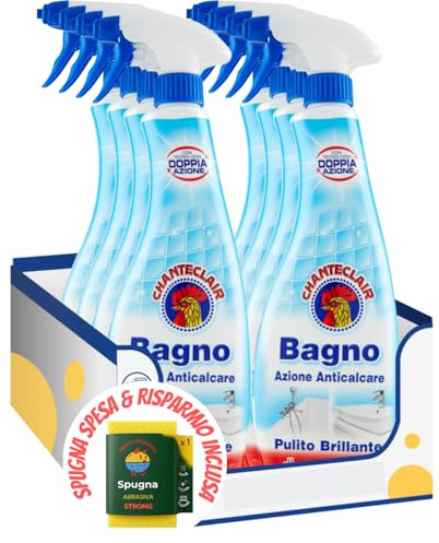 Anticalcare Bagno ML.625 – Pulizia Profonda per Lavandini, Docce, Piastrelle kit con Spugna Brandizzata SPESA & RISPARMIO Inclusa – Variazioni 4/8/12 Pezzi (8)