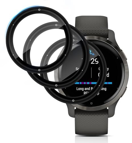 QULLOO 3 Piezas Protector de Pantalla para Garmin Venu 2S, 3D HD cobertura completa Película Suave, Sin Burbujas Transparente Proteccion Película Screen Protector, Anti-Arañazo