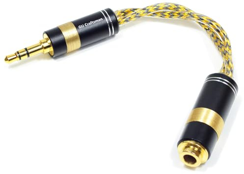 GUCraftsman 3.5mm Male to 4.4mm Female Headphone Adapter Cable, 6N Silver-Plated Oxygen-Free Copper with Metal Shield IEM Portable Conversion Cable